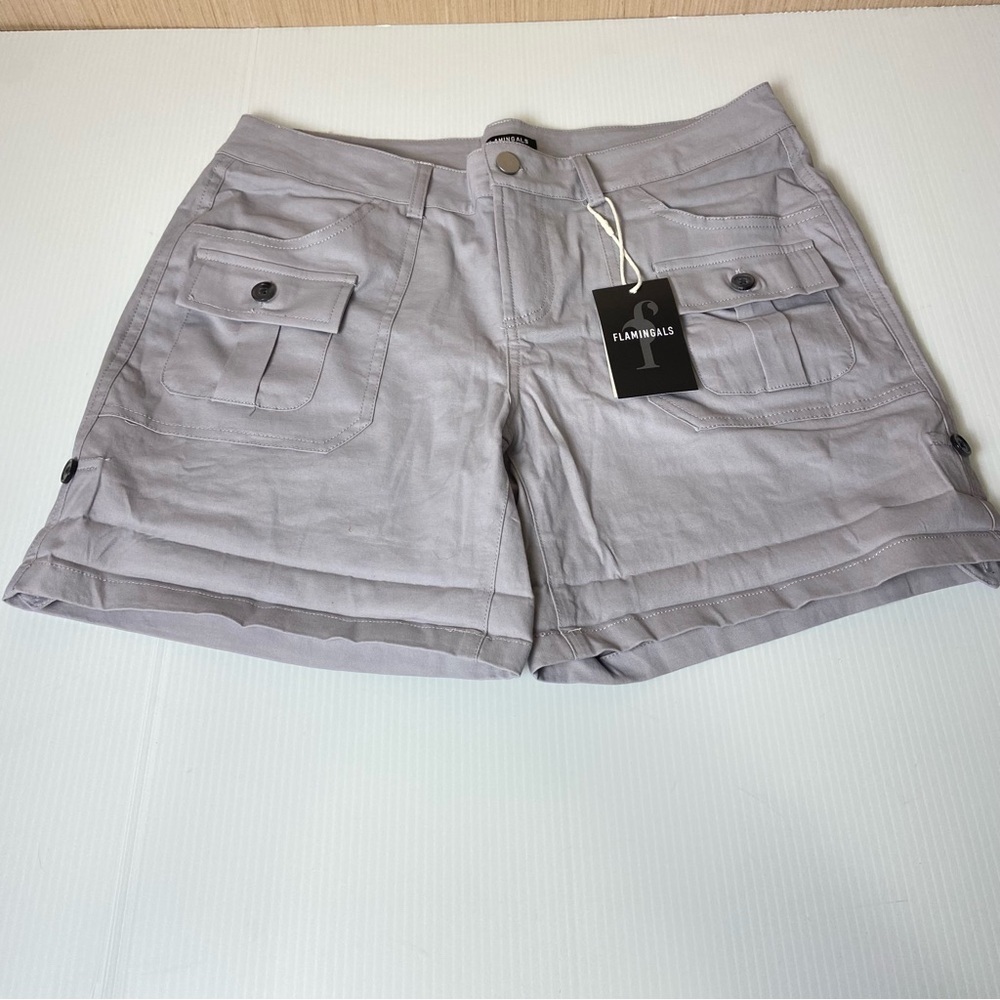 FLAMINGAS Women's Light Gray Cargo Shorts